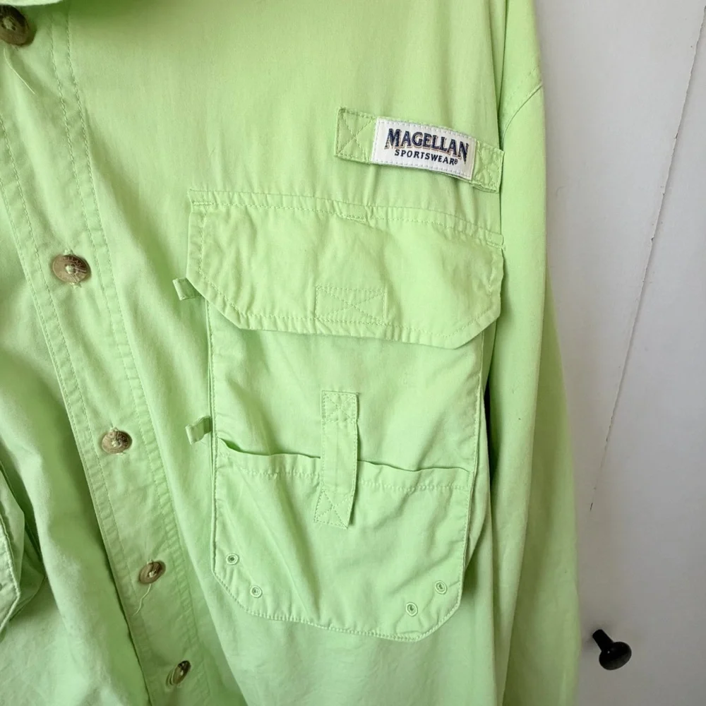 Magellan Lime Green Fishing Shirt Ventilated Long Sleeve Size L - Picture 4 of 11
